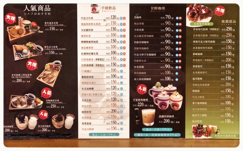 Museum Coffee 50年代博物館咖啡 台北信義區巷弄中的復古懷舊主題咖啡館 適合拍照打卡的特色餐廳 - 第19張圖 Museum Coffee 50年代博物館咖啡菜單