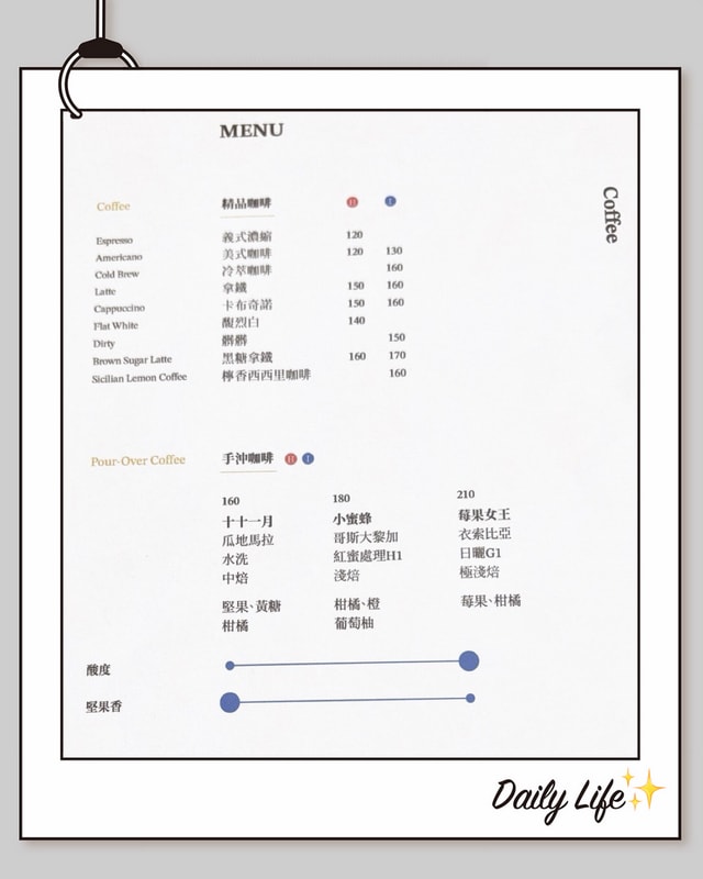 內湖咖啡廳推薦 十十一月咖啡 日式文青風早午餐與慢生活幸福感 - 第12張圖 十十一月咖啡菜單